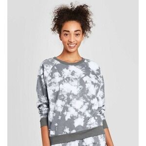 Grayson Threads Women's M Medium Gray Clouds Tye Dye Fleece PULLOVER Lightweight